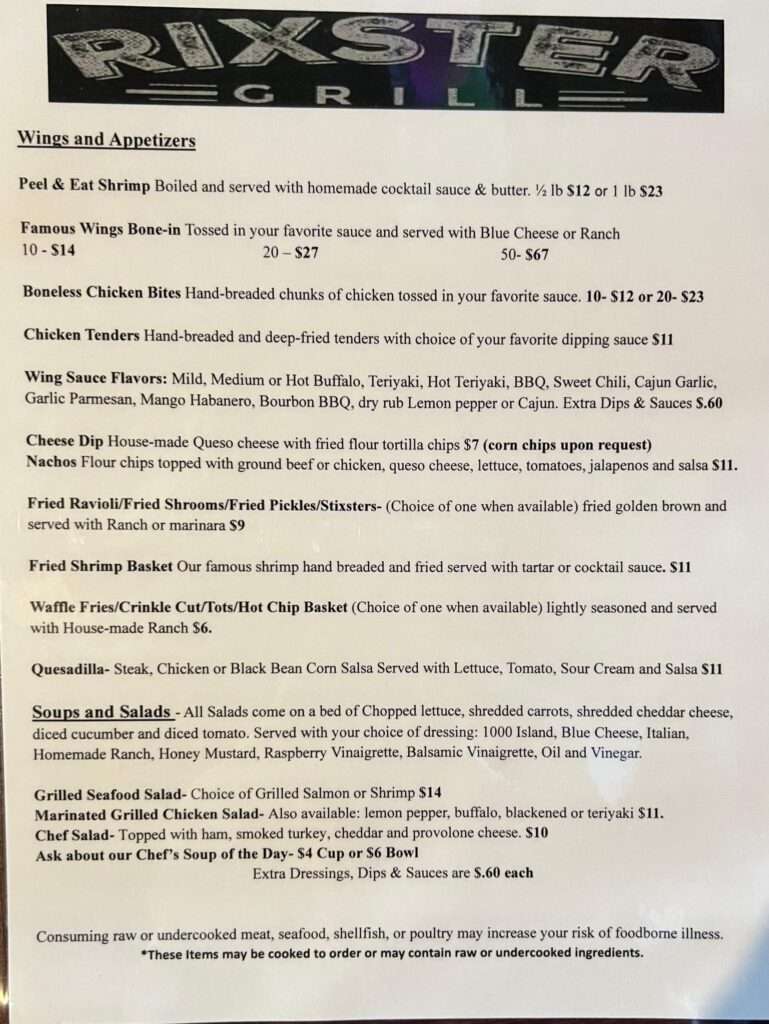 Rixster Grill menu 5