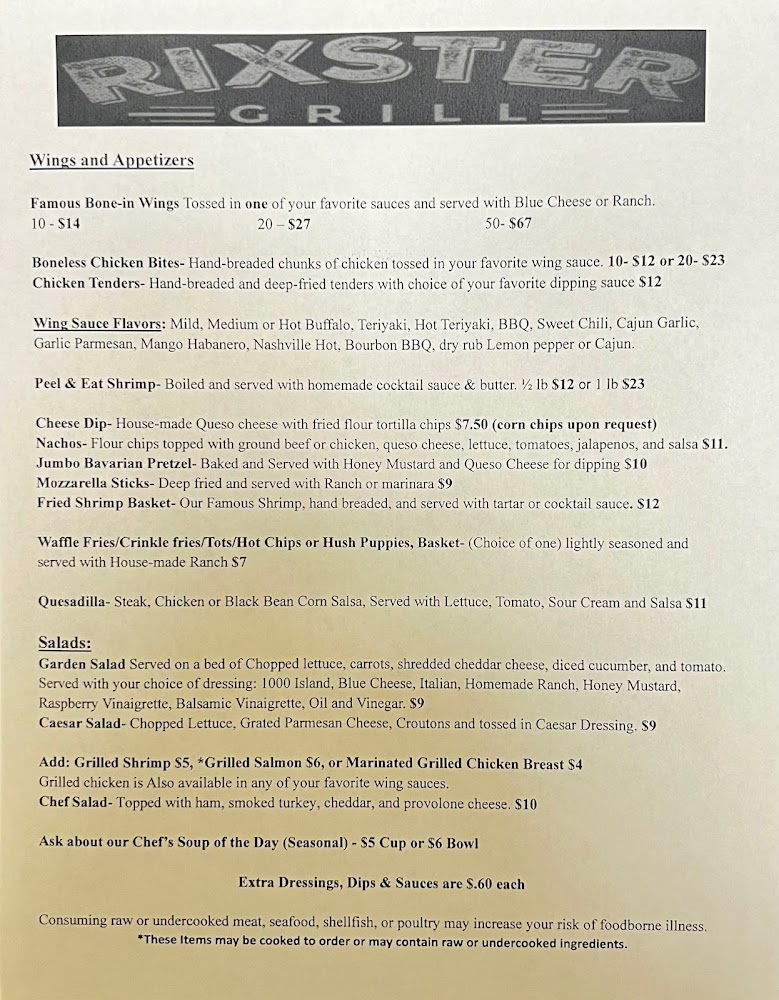 Rixster Grill menu 3