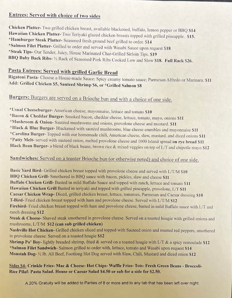 Rixster Grill menu 2